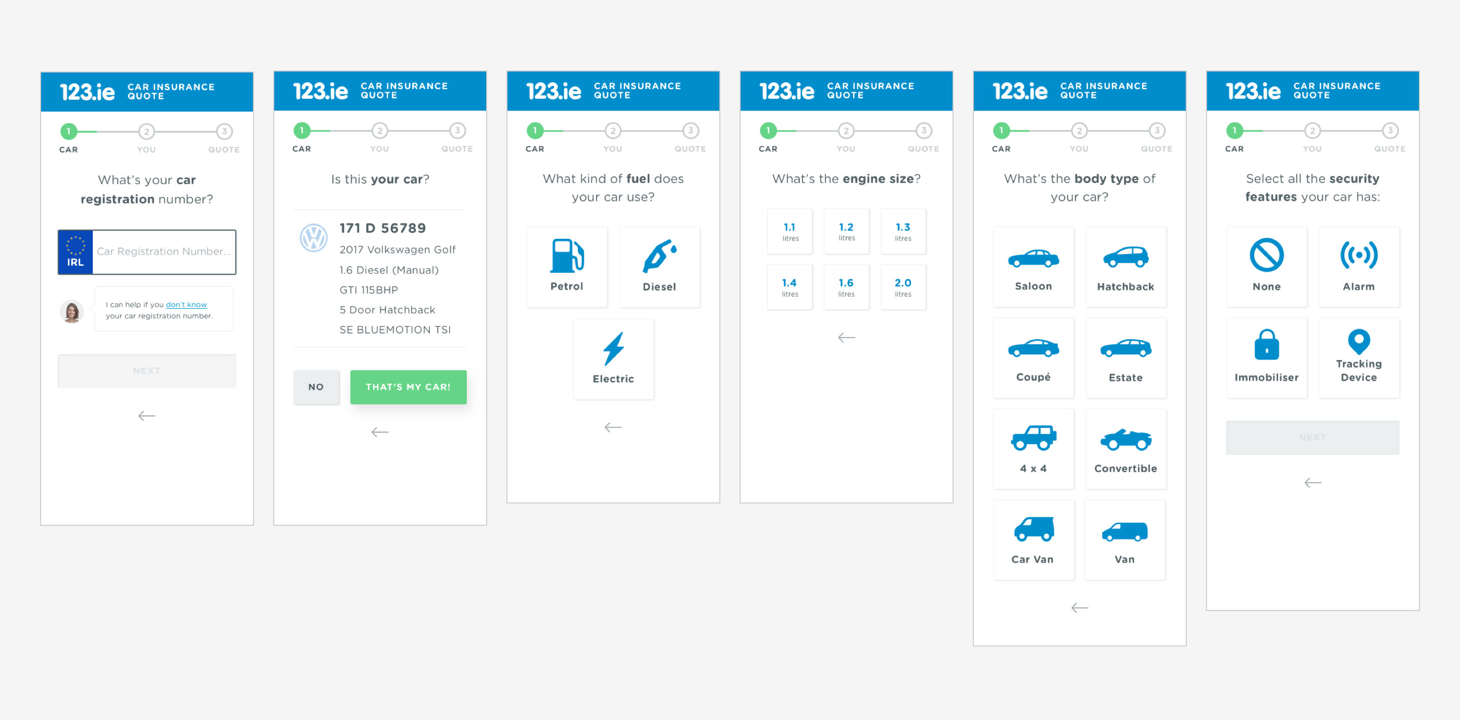 Mobile motor quote flow