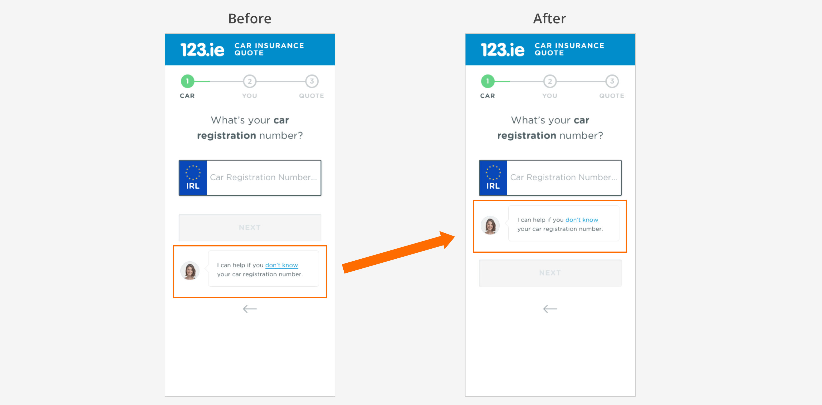 User tests chat bubble position
