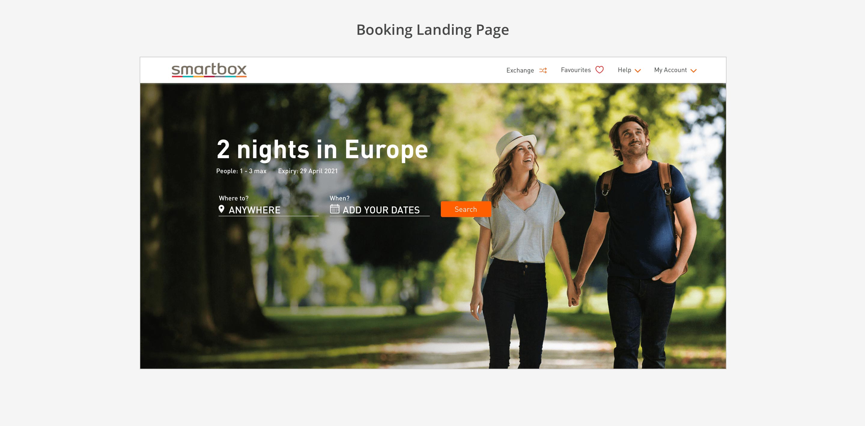 Booking landing page