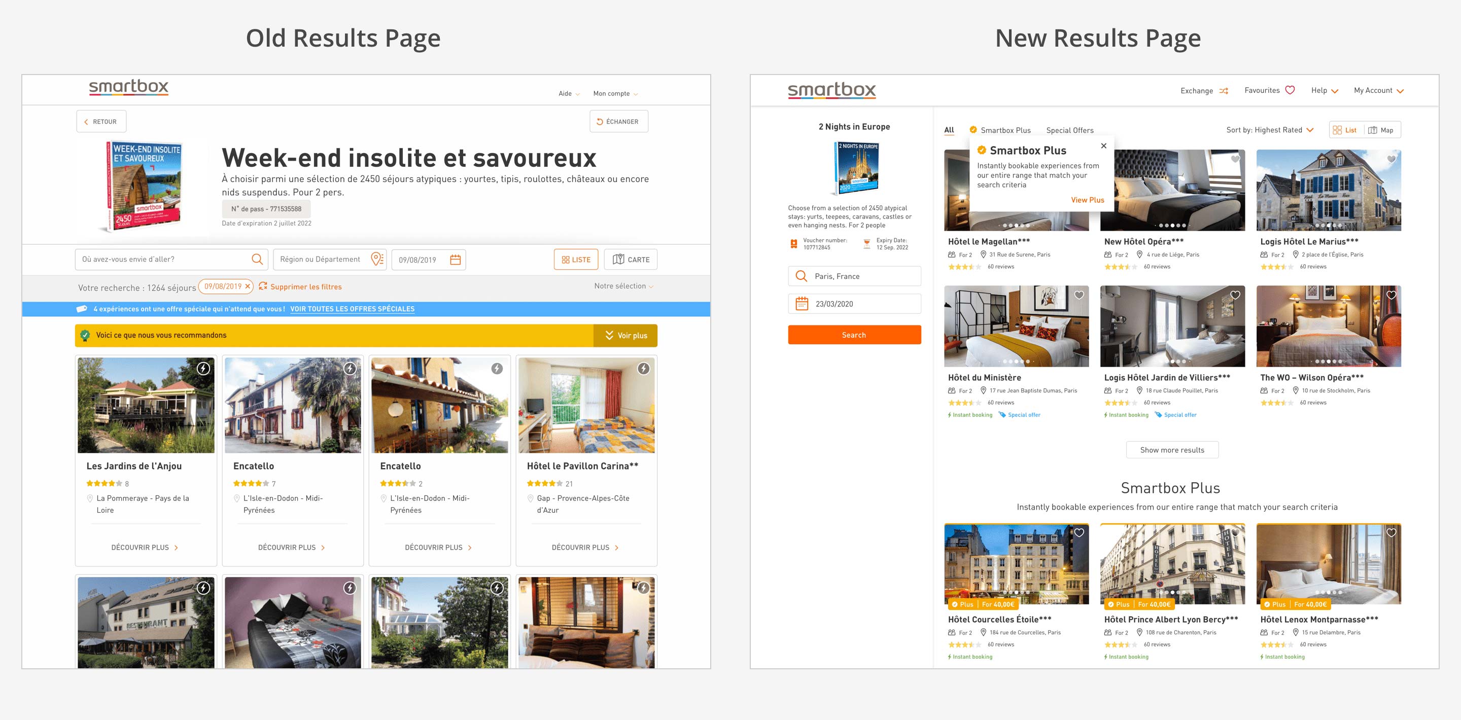 Before vs After Results page design