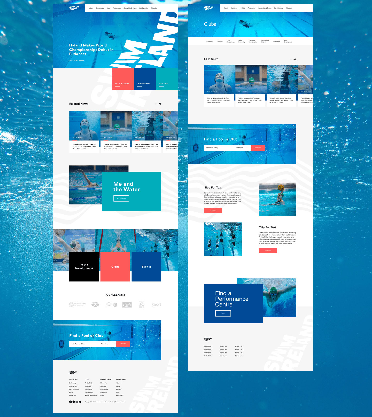 Swim Ireland final website design