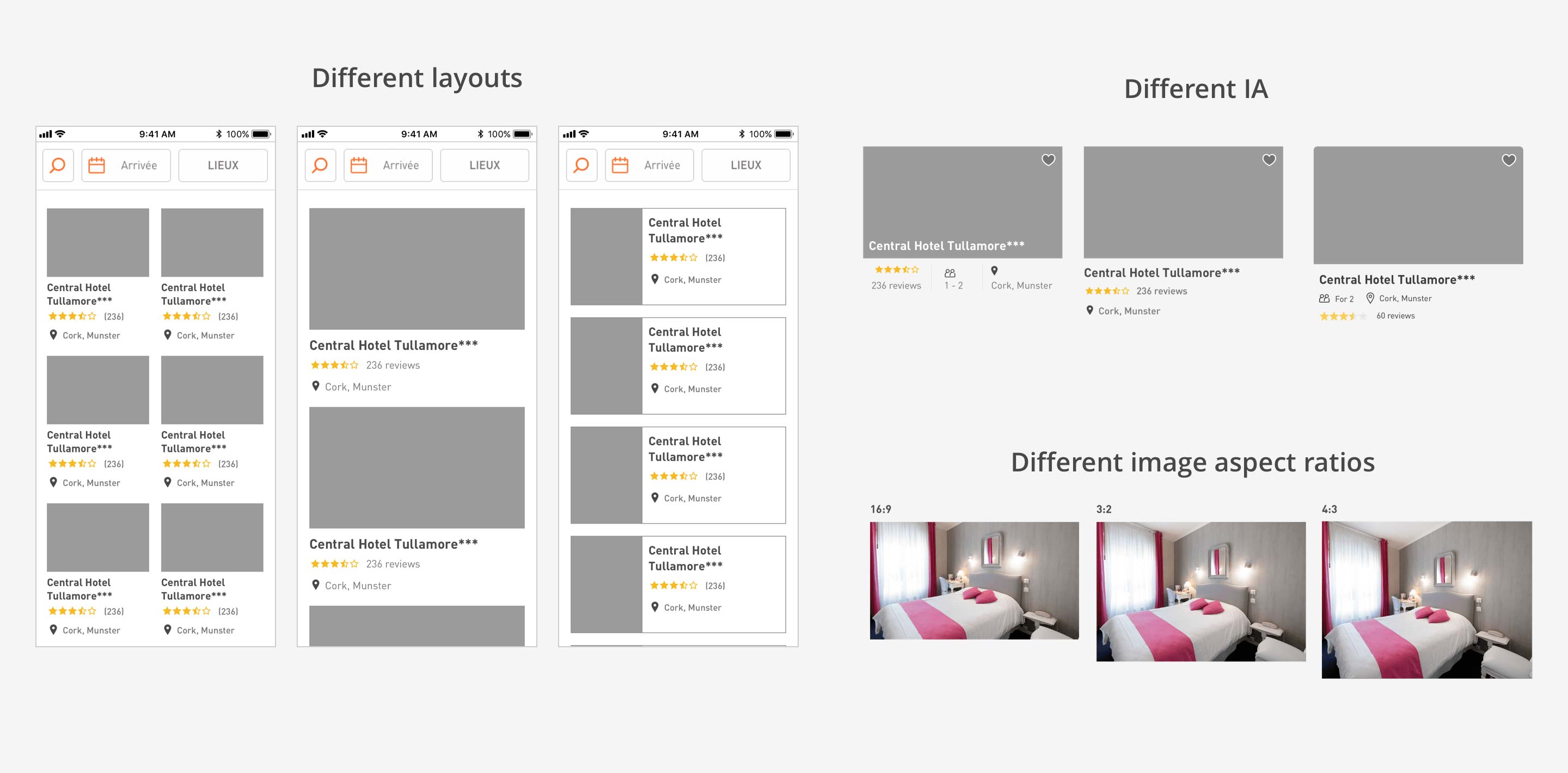 Wireframes of the vignettes